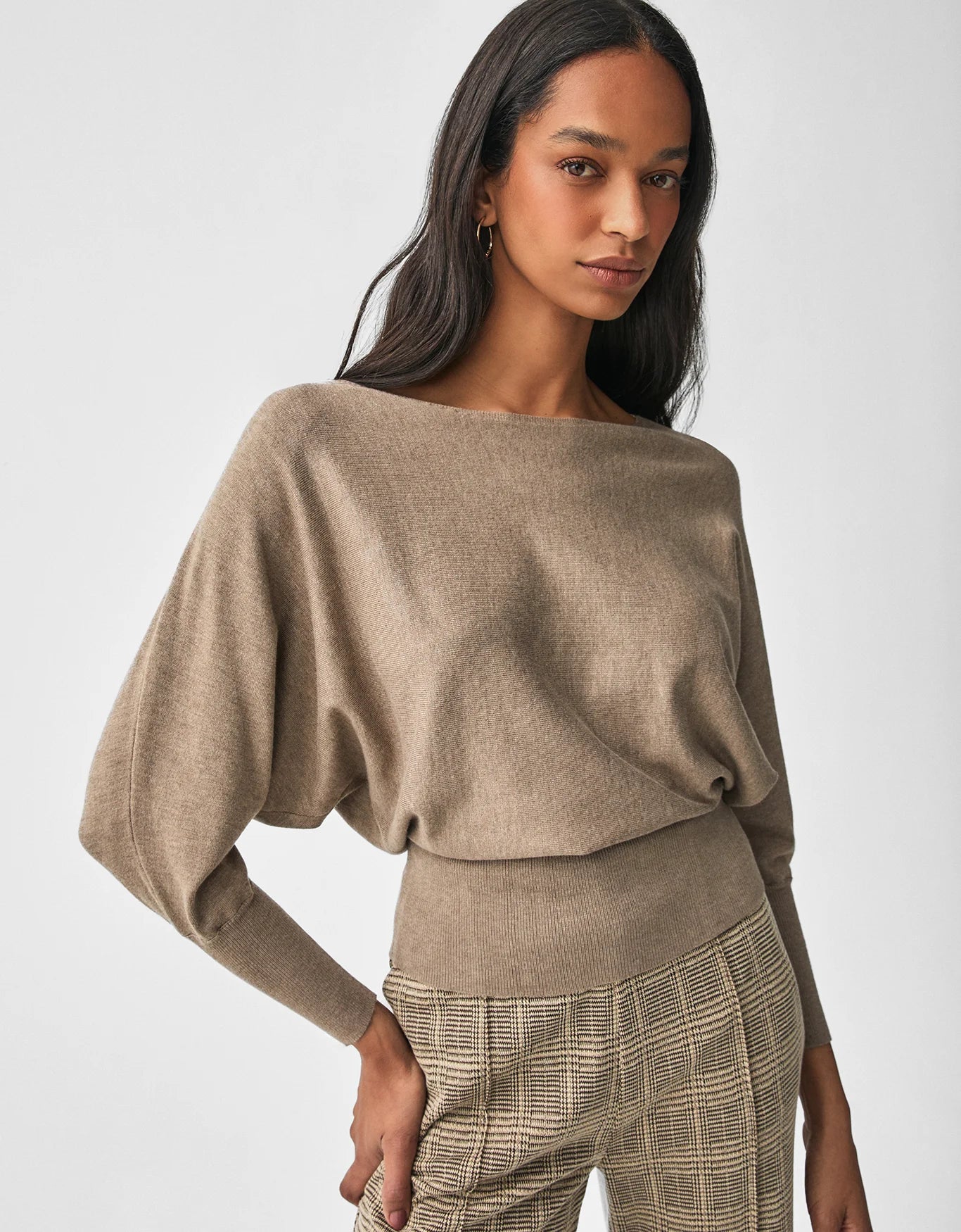 BLUSA TRICOT MANGA AMPLA BEGE SHOULDER