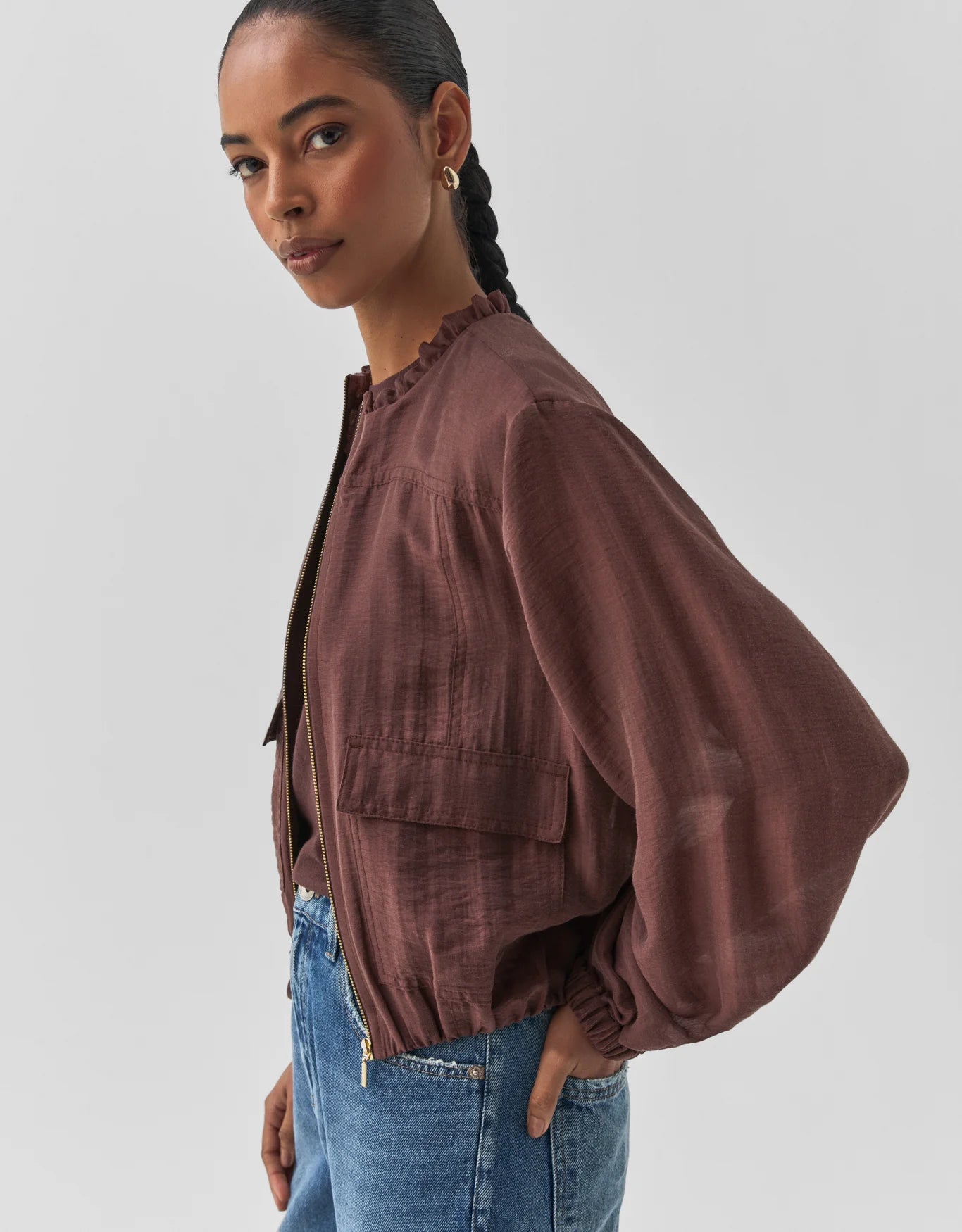 BOMBER ELASTICO BARRA MARROM