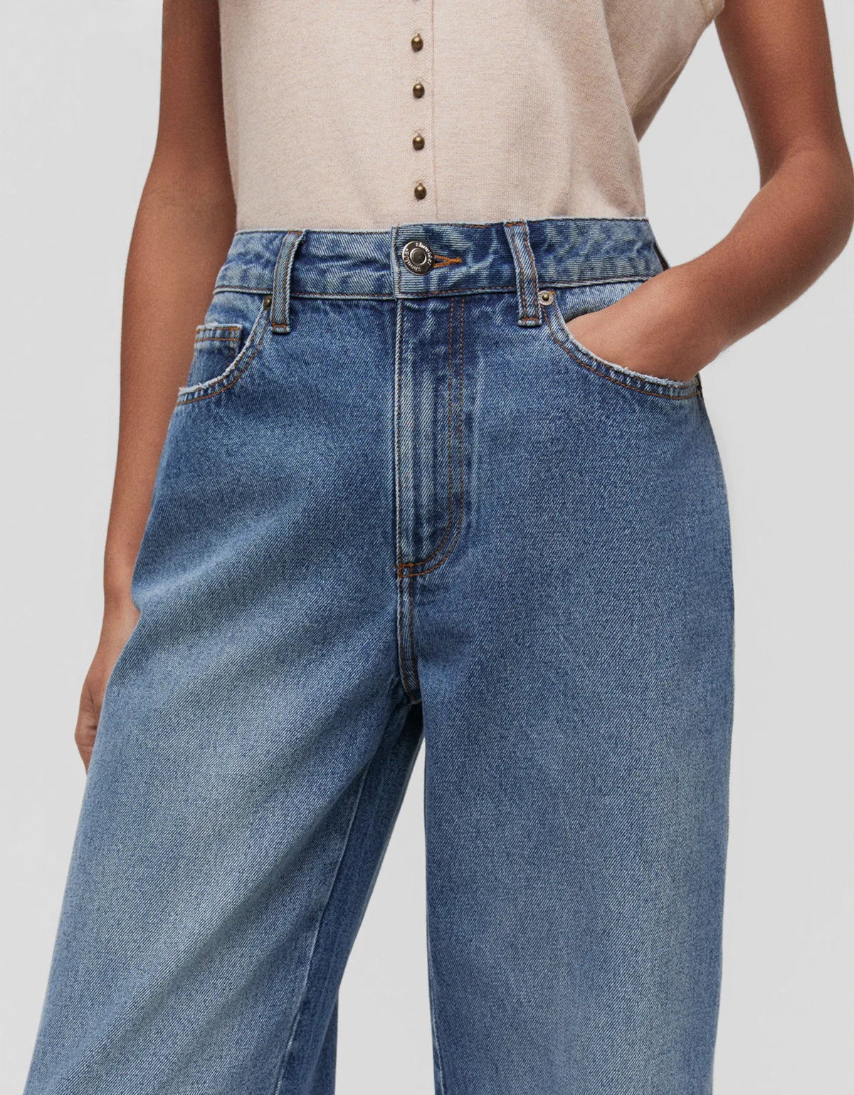 CALÇA JEANS CROPPED WIDE MÉDIA