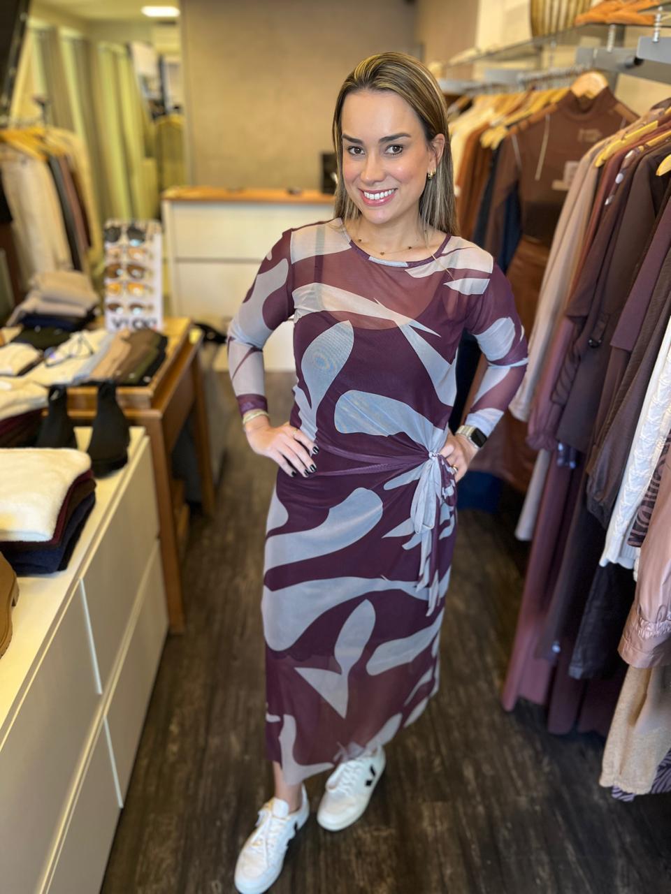 VESTIDO TULE CLEO MILANI BORDÔ