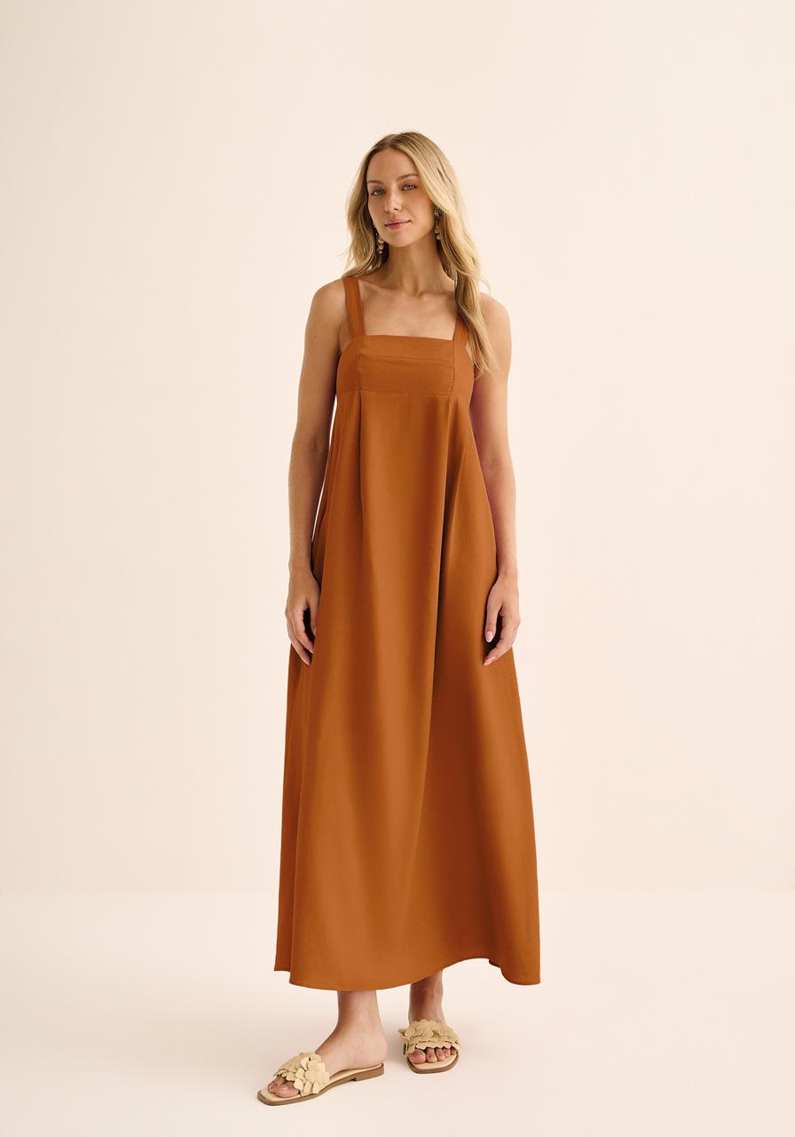 VESTIDO LONGO DE ALÇAS COM LINHO LEZ A LEZ