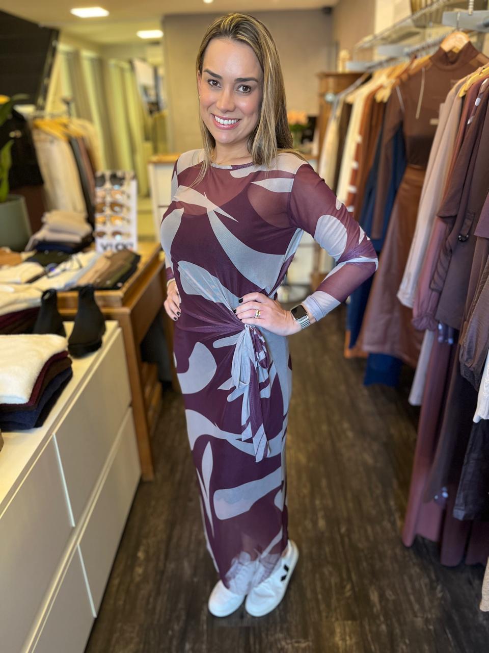 VESTIDO TULE CLEO MILANI BORDÔ
