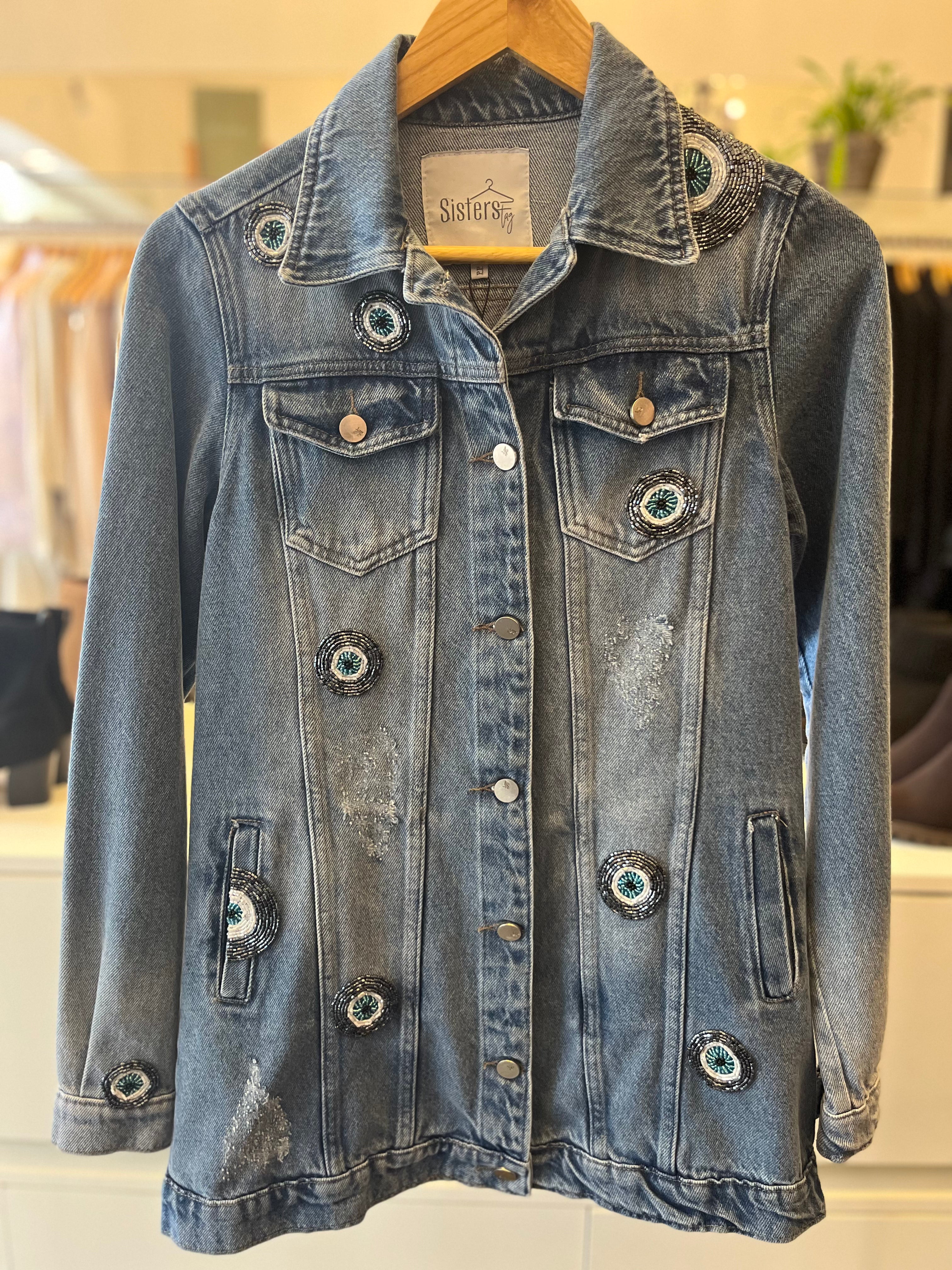 JAQUETA JEANS BORDADA OLHO GREGO
