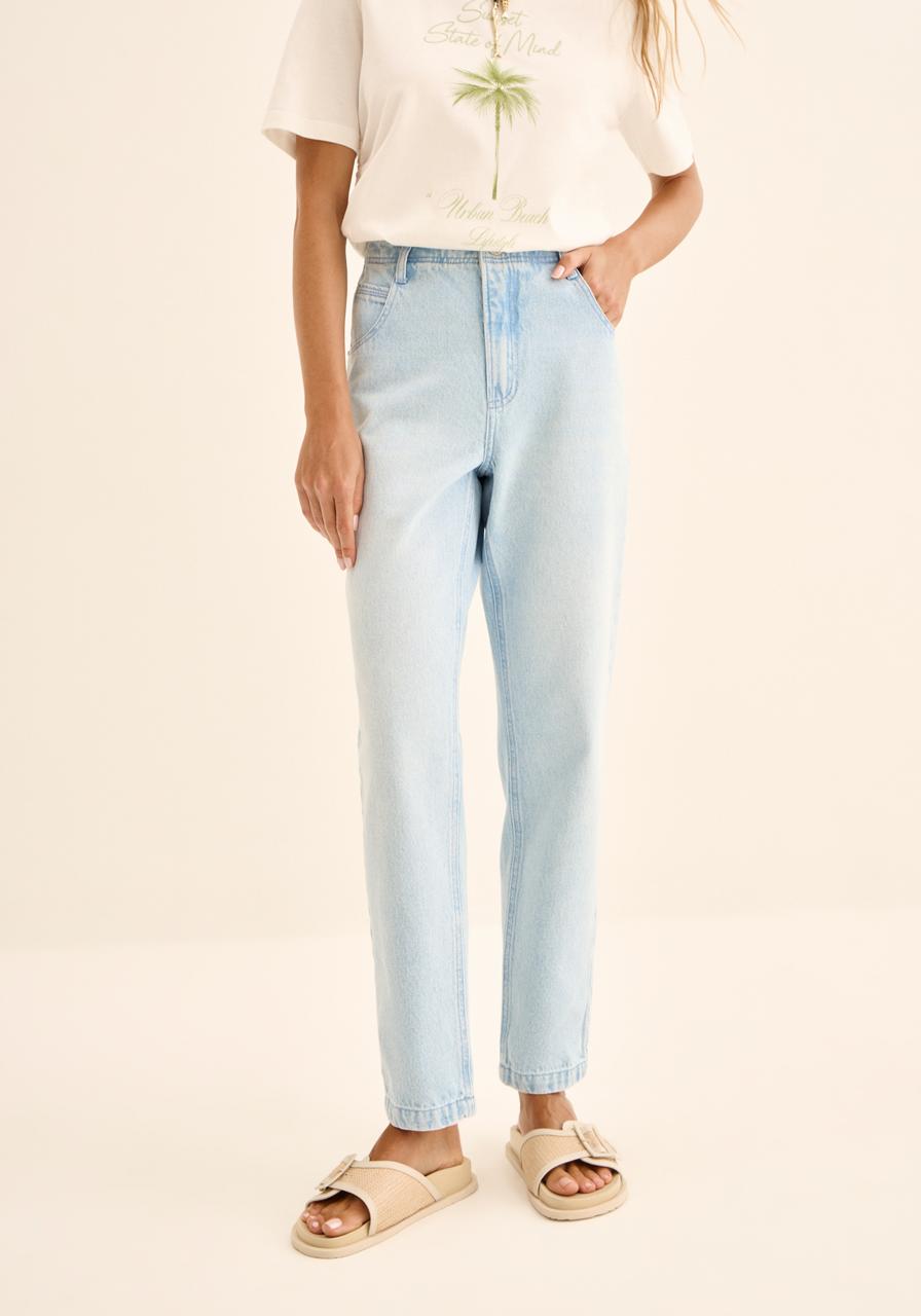 CALÇA MOM JEANS DE CINTURA ALTA LEZ A LEZ