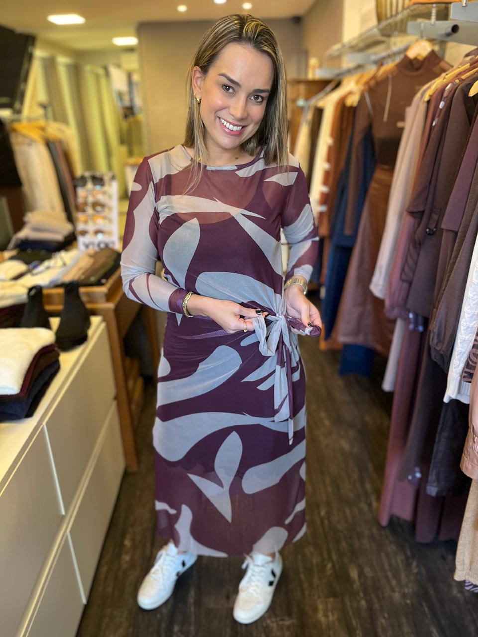 VESTIDO TULE CLEO MILANI BORDÔ