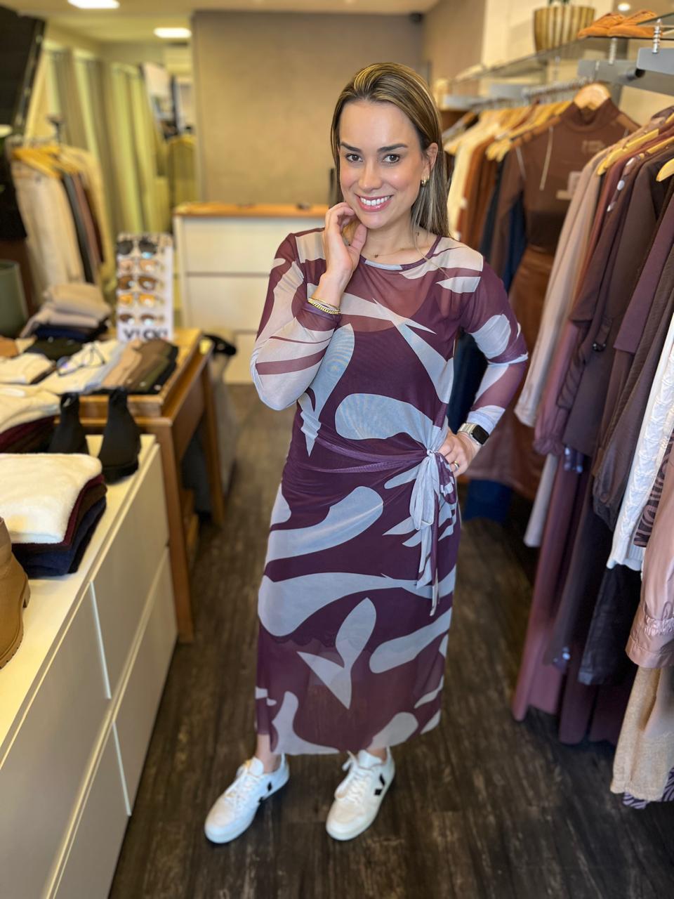 VESTIDO TULE CLEO MILANI BORDÔ