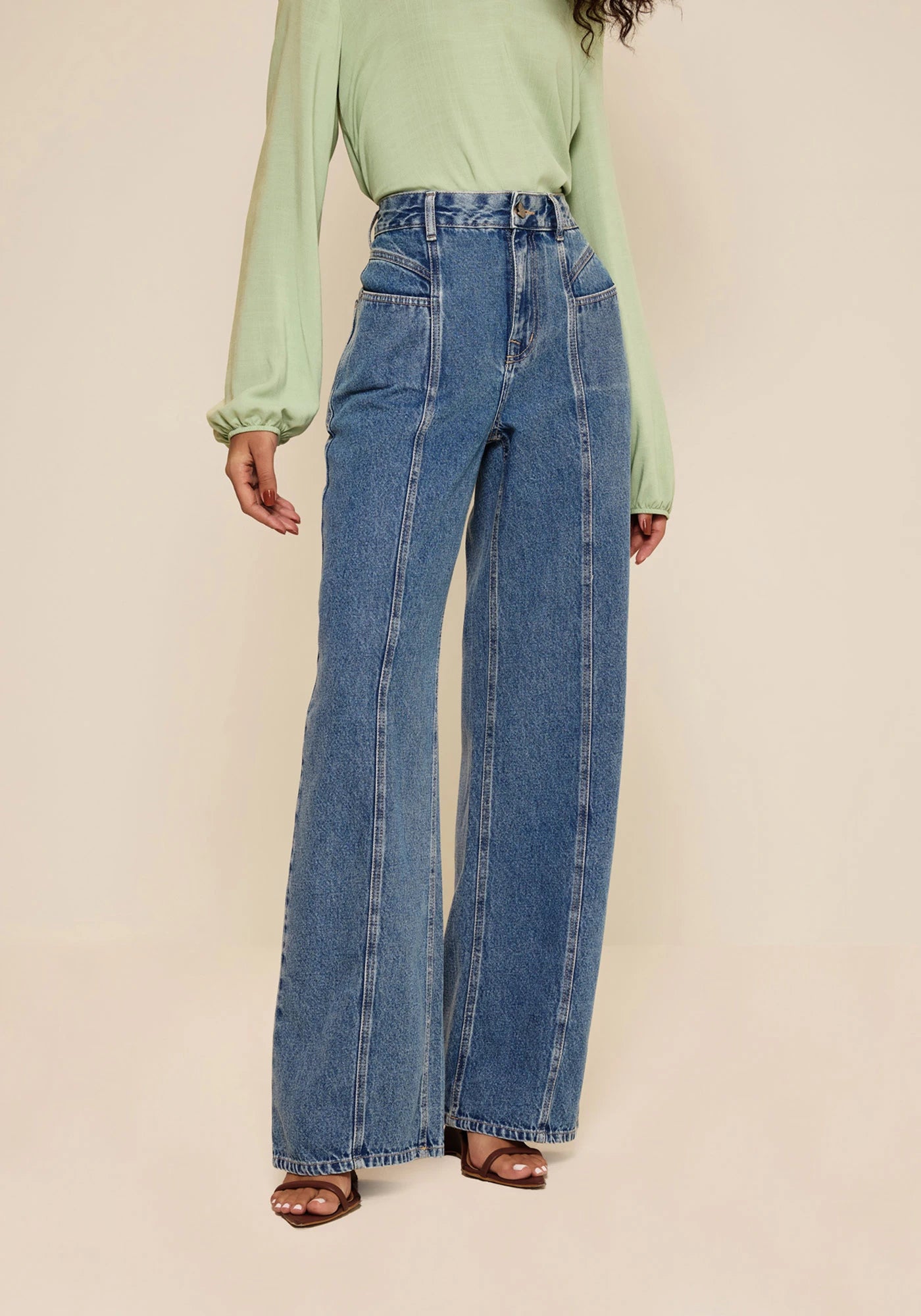 CALÇA JEANS WIDE LEG CINTURA ALTA LEZ A LEZ
