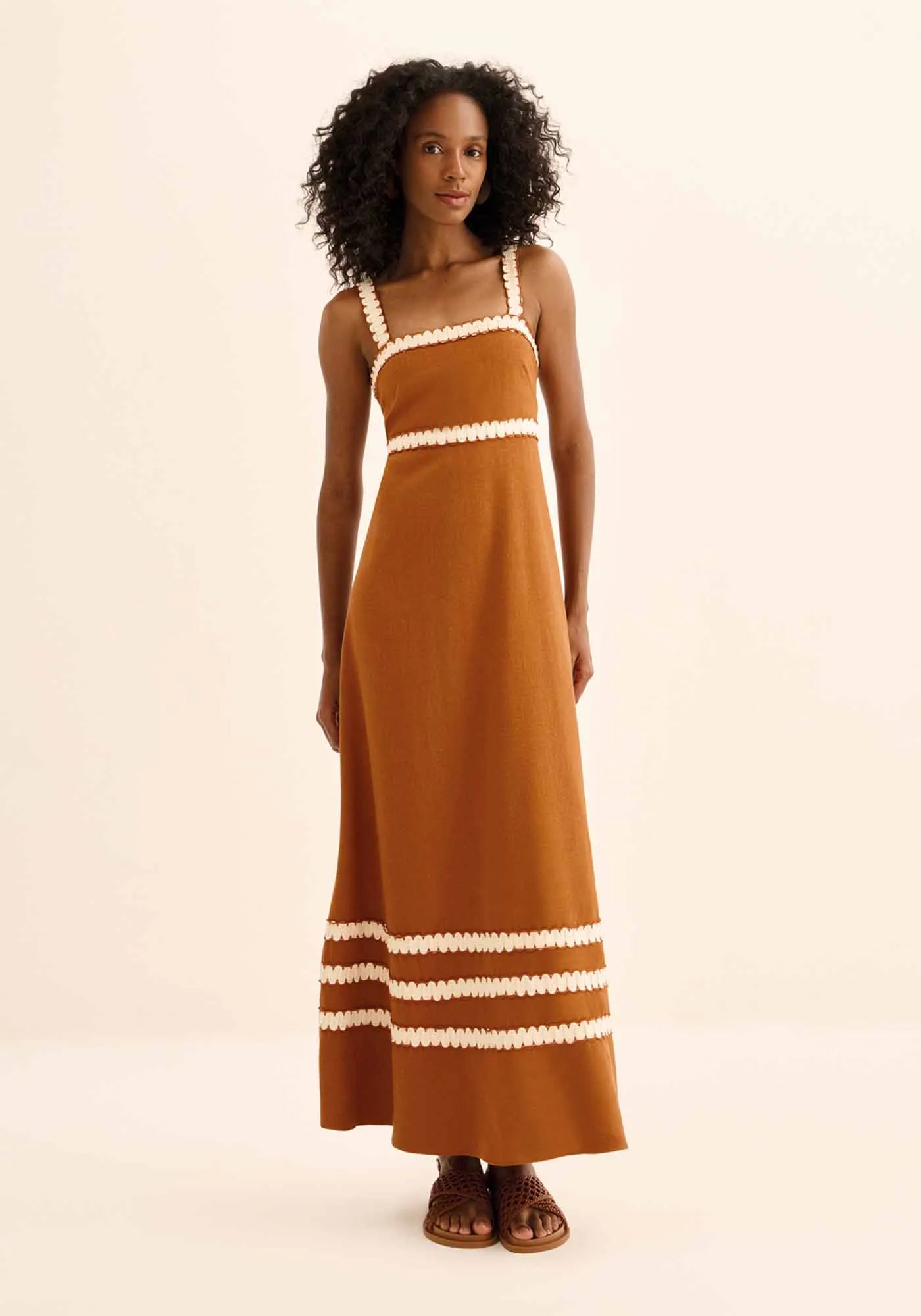 VESTIDO DE ALÇAS LONGO COM LINHO LEZ A LEZ